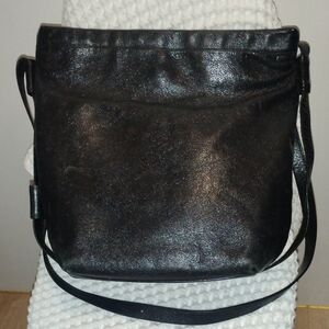 Pelle Borsa Glossy Black Japanese Shrink Leather Shoulder/ Crossbody Bag